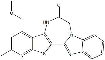 4-(methoxymethyl)-2-methyl-5H-pyrido[3'',2'':4',5']thieno[3',2':5,6][1,4]diazepino[1,7-a]benzimidazol-6(7H)-one 구조식 이미지