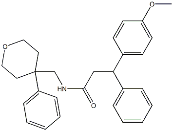 3-(4-methoxyphenyl)-3-phenyl-N-[(4-phenyltetrahydro-2H-pyran-4-yl)methyl]propanamide Structure