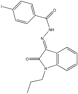 4-iodo-N'-(2-oxo-1-propyl-1,2-dihydro-3H-indol-3-ylidene)benzohydrazide 구조식 이미지