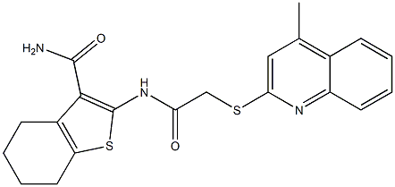 2-({[(4-methylquinolin-2-yl)sulfanyl]acetyl}amino)-4,5,6,7-tetrahydro-1-benzothiophene-3-carboxamide Structure