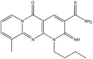 1-butyl-2-imino-10-methyl-5-oxo-1,5-dihydro-2H-dipyrido[1,2-a:2,3-d]pyrimidine-3-carbothioamide Structure