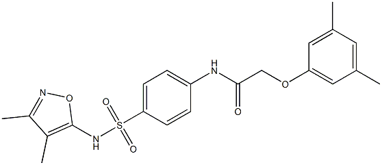 N-(4-{[(3,4-dimethylisoxazol-5-yl)amino]sulfonyl}phenyl)-2-(3,5-dimethylphenoxy)acetamide 구조식 이미지