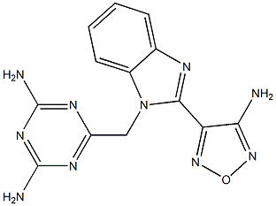 6-{[2-(4-amino-1,2,5-oxadiazol-3-yl)-1H-benzimidazol-1-yl]methyl}-1,3,5-triazine-2,4-diamine 구조식 이미지