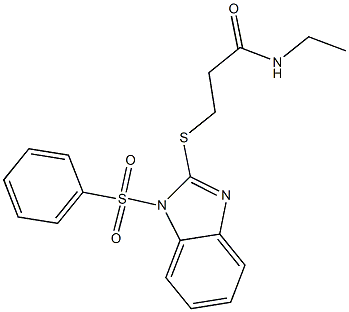 N-ethyl-3-{[1-(phenylsulfonyl)-1H-benzimidazol-2-yl]sulfanyl}propanamide Structure