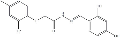 2-(2-bromo-4-methylphenoxy)-N'-(2,4-dihydroxybenzylidene)acetohydrazide Structure