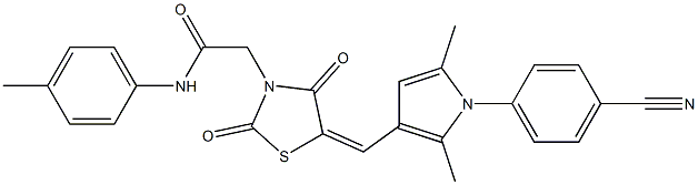 2-(5-{[1-(4-cyanophenyl)-2,5-dimethyl-1H-pyrrol-3-yl]methylene}-2,4-dioxo-1,3-thiazolidin-3-yl)-N-(4-methylphenyl)acetamide Structure