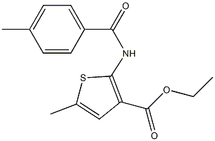 ethyl 5-methyl-2-[(4-methylbenzoyl)amino]thiophene-3-carboxylate 구조식 이미지