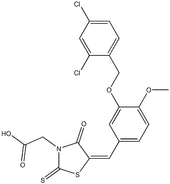 (5-{3-[(2,4-dichlorobenzyl)oxy]-4-methoxybenzylidene}-4-oxo-2-thioxo-1,3-thiazolidin-3-yl)acetic acid Structure