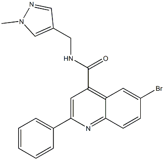 6-bromo-N-[(1-methyl-1H-pyrazol-4-yl)methyl]-2-phenyl-4-quinolinecarboxamide 구조식 이미지
