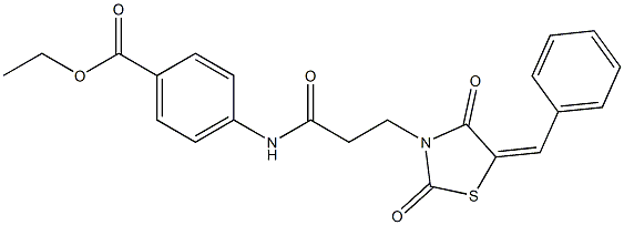 ethyl 4-{[3-(5-benzylidene-2,4-dioxo-1,3-thiazolidin-3-yl)propanoyl]amino}benzoate Structure