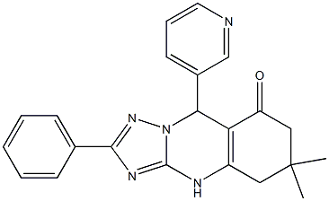 6,6-dimethyl-2-phenyl-9-(3-pyridinyl)-5,6,7,9-tetrahydro[1,2,4]triazolo[5,1-b]quinazolin-8(4H)-one Structure