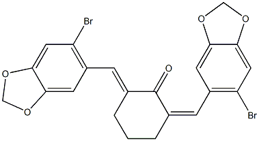 2,6-bis[(6-bromo-1,3-benzodioxol-5-yl)methylene]cyclohexanone Structure