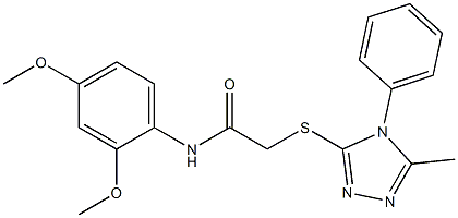 N-[2,4-bis(methyloxy)phenyl]-2-[(5-methyl-4-phenyl-4H-1,2,4-triazol-3-yl)sulfanyl]acetamide 구조식 이미지