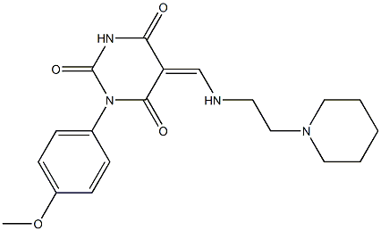 1-(4-methoxyphenyl)-5-({[2-(1-piperidinyl)ethyl]amino}methylene)-2,4,6(1H,3H,5H)-pyrimidinetrione 구조식 이미지