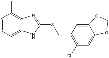 2-{[(6-chloro-1,3-benzodioxol-5-yl)methyl]sulfanyl}-4-methyl-1H-benzimidazole Structure