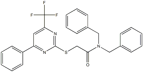 N,N-dibenzyl-2-{[4-phenyl-6-(trifluoromethyl)-2-pyrimidinyl]sulfanyl}acetamide 구조식 이미지