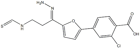 2-chloro-4-(5-{2-[(ethylamino)carbothioyl]carbohydrazonoyl}-2-furyl)benzoic acid Structure