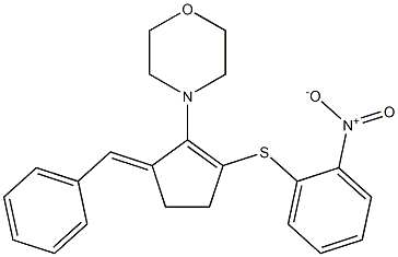 4-[5-benzylidene-2-({2-nitrophenyl}sulfanyl)-1-cyclopenten-1-yl]morpholine 구조식 이미지