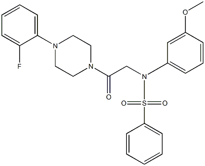 N-{2-[4-(2-fluorophenyl)-1-piperazinyl]-2-oxoethyl}-N-(3-methoxyphenyl)benzenesulfonamide 구조식 이미지