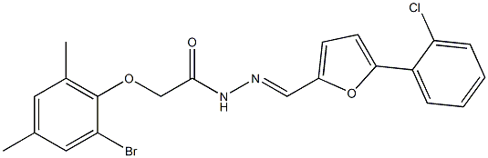 2-(2-bromo-4,6-dimethylphenoxy)-N'-{[5-(2-chlorophenyl)-2-furyl]methylene}acetohydrazide 구조식 이미지