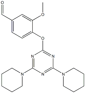 4-{[4,6-di(1-piperidinyl)-1,3,5-triazin-2-yl]oxy}-3-methoxybenzaldehyde 구조식 이미지