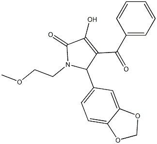 5-(1,3-benzodioxol-5-yl)-4-benzoyl-3-hydroxy-1-(2-methoxyethyl)-1,5-dihydro-2H-pyrrol-2-one 구조식 이미지