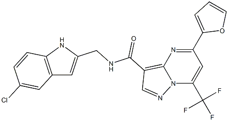 N-[(5-chloro-1H-indol-2-yl)methyl]-5-(2-furyl)-7-(trifluoromethyl)pyrazolo[1,5-a]pyrimidine-3-carboxamide Structure