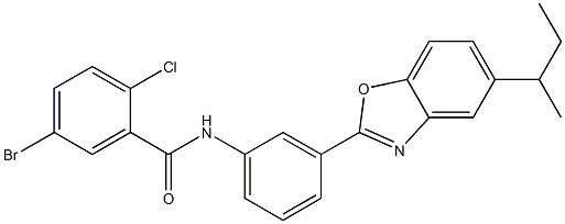 5-bromo-N-[3-(5-sec-butyl-1,3-benzoxazol-2-yl)phenyl]-2-chlorobenzamide Structure