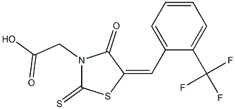 {4-oxo-2-thioxo-5-[2-(trifluoromethyl)benzylidene]-1,3-thiazolidin-3-yl}acetic acid 구조식 이미지
