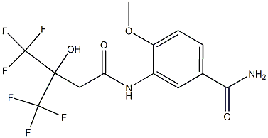 4-methoxy-3-{[4,4,4-trifluoro-3-hydroxy-3-(trifluoromethyl)butanoyl]amino}benzamide 구조식 이미지