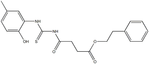 phenethyl 4-{[(2-hydroxy-5-methylanilino)carbothioyl]amino}-4-oxobutanoate 구조식 이미지