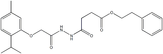 phenethyl 4-{2-[2-(2-isopropyl-5-methylphenoxy)acetyl]hydrazino}-4-oxobutanoate Structure