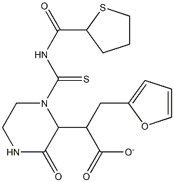 tetrahydro-2-furanylmethyl 2-(3-oxo-1-{[(2-thienylcarbonyl)amino]carbothioyl}-2-piperazinyl)acetate Structure