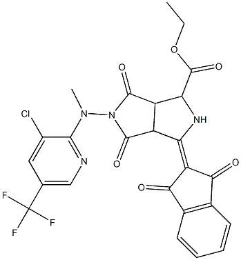 ethyl 5-[[3-chloro-5-(trifluoromethyl)-2-pyridinyl](methyl)amino]-3-(1,3-dioxo-1,3-dihydro-2H-inden-2-yliden)-4,6-dioxooctahydropyrrolo[3,4-c]pyrrole-1-carboxylate 구조식 이미지