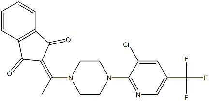 2-(1-{4-[3-chloro-5-(trifluoromethyl)-2-pyridinyl]piperazino}ethylidene)-1H-indene-1,3(2H)-dione 구조식 이미지