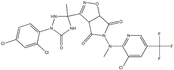 5-[[3-chloro-5-(trifluoromethyl)-2-pyridinyl](methyl)amino]-3-[1-(2,4-dichlorophenyl)-3-methyl-5-oxo-1,2,4-triazolan-3-yl]-3aH-pyrrolo[3,4-d]isoxazole-4,6(5H,6aH)-dione 구조식 이미지