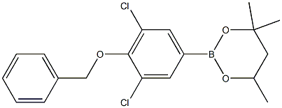 2-(4-Benzyloxy-3,5-dichlorophenyl)-4,4,6-trimethyl-1,3,2-dioxaborinane 구조식 이미지