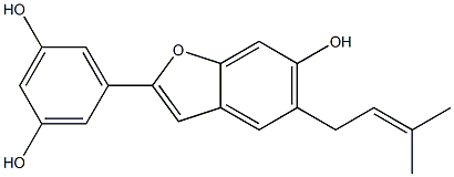 2-(3,5-Dihydroxyphenyl)-5-(3-methyl-2-butenyl)benzofuran-6-ol 구조식 이미지