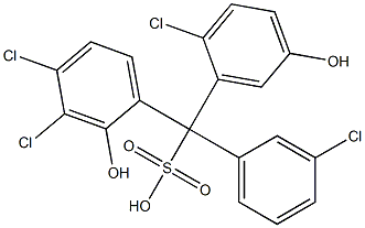 (3-Chlorophenyl)(2-chloro-5-hydroxyphenyl)(3,4-dichloro-2-hydroxyphenyl)methanesulfonic acid 구조식 이미지