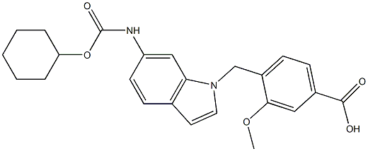 4-[6-(Cyclohexyloxycarbonylamino)-1H-indol-1-ylmethyl]-3-methoxybenzoic acid Structure