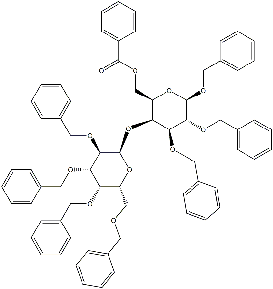 Benzyl 4-O-(2,3,4,6-Tetra-O-benzyl a-D-galactopyranosyl)-2,3-di-O-benzyl-6-O-benzoyl-b-D-galactopyranoside 구조식 이미지