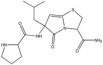 6-((2-pyrrolidinylcarbonyl)amino)-6-(2-methylpropyl)-5-oxo-(5H)-pyrrolo(2,1-b)thiazolidine-3-carboxamide 구조식 이미지