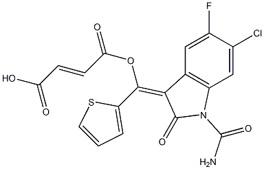 mono((1-(aminocarbonyl)-6-chloro-5-fluoro-1,2-dihydro-2-oxo-3H-indol-3-ylidene)-2-thienylmethyl) butenedioate 구조식 이미지