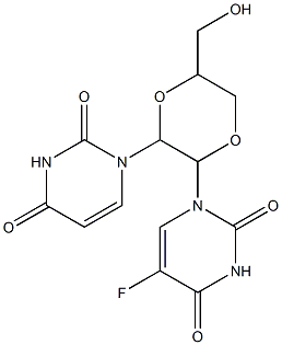 2-(5-fluorouracil-1-yl)-5-hydroxymethyl-3-(uracil-1-yl)-1,4-dioxane Structure