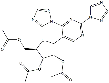 2,4-di-(1,2,4-triazol-1-yl)-5-(2,3,5-tri-O-acetylribofuranosyl)pyrimidine Structure