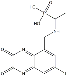 7-iodo-N-(1-phosphonoethyl)-5-aminomethylquinoxaline-2,3-dione Structure