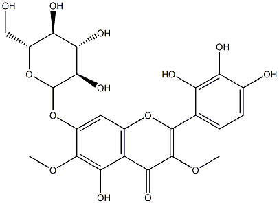 3,6-dimethoxy-5,7,2',3',4'-pentahydroxyflavone-7-O-glucopyranoside Structure