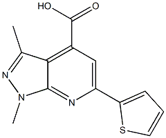 1,3-DIMETHYL-6-THIEN-2-YL-1H-PYRAZOLO[3,4-B]PYRIDINE-4-CARBOXYLIC ACID Structure