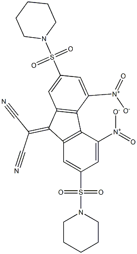 2-[4,5-dinitro-2,7-di(piperidinosulfonyl)-9H-fluoren-9-yliden]malononitrile Structure