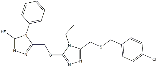 5-{[(5-{[(4-chlorobenzyl)sulfanyl]methyl}-4-ethyl-4H-1,2,4-triazol-3-yl)sulfanyl]methyl}-4-phenyl-4H-1,2,4-triazole-3-thiol Structure